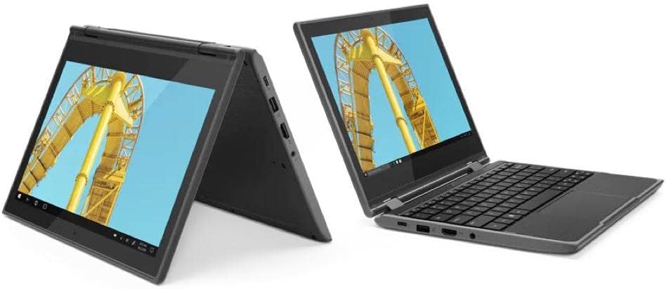 Lenovo 300E G2 11.6"" Touch Laptop Intel Celeron N4120 4GB RAM 128GB SSD W10P (Renewed), Black