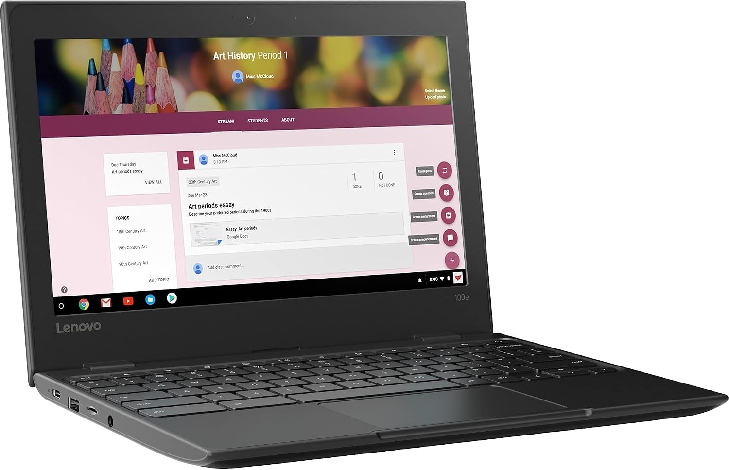 Lenovo 100E Gen2 Chromebook, Intel N4020, 11.6IN HD Display, 4GB RAM, 32GB eMMC