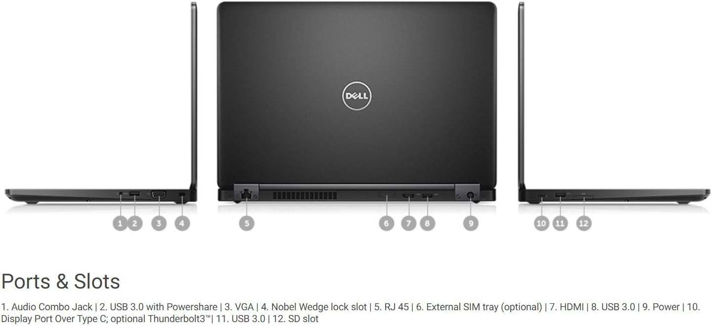 Dell Latitude 5480 Laptop, 14 Inch HD Anti-Glare Non-Touch Display, Intel Core 7th Generation i5-7300U, 8 GB DDR4, 256 GB SSD, Windows 11 Pro (Renewed)