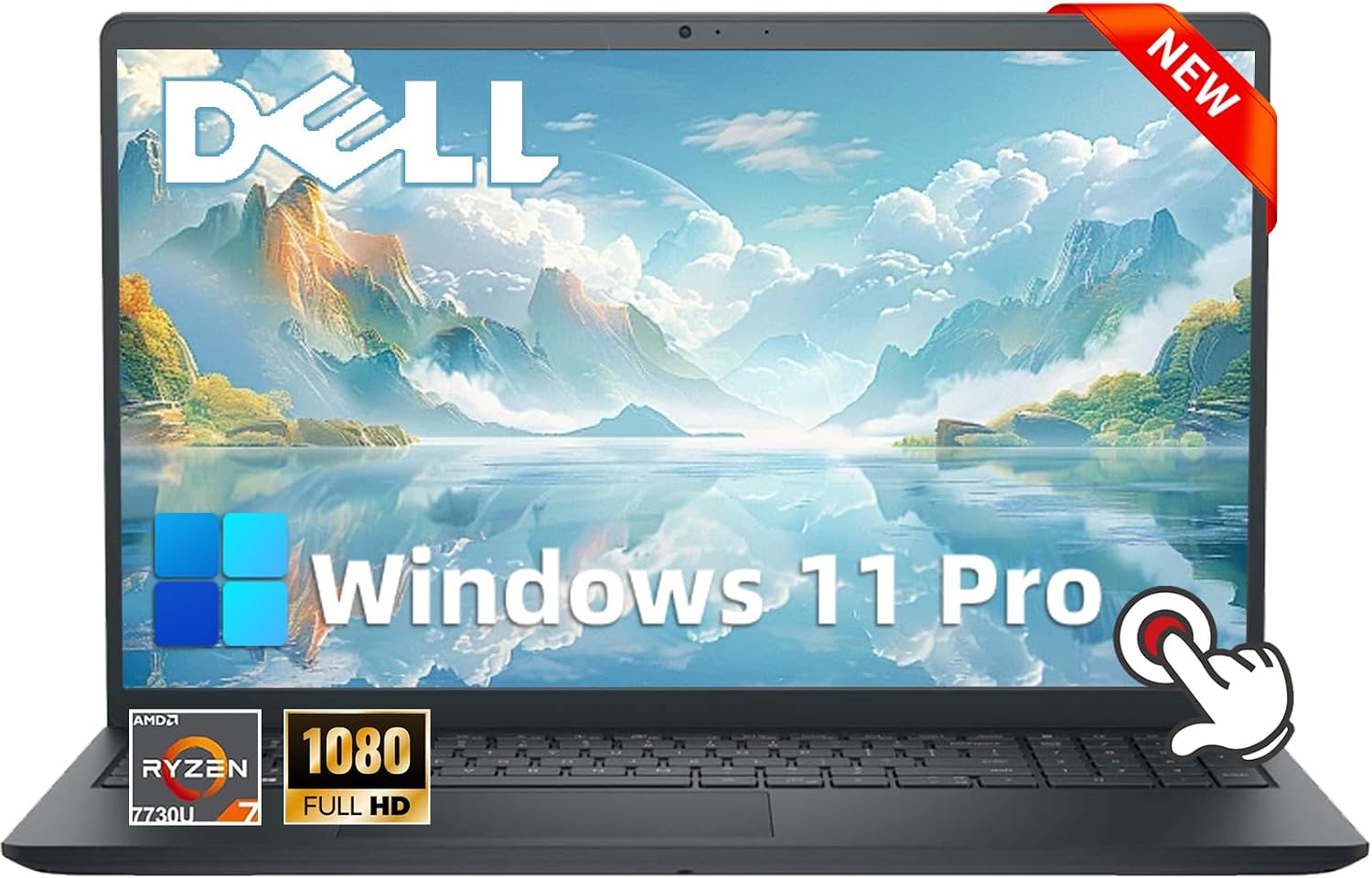 Dell Inspiron 15 3535 Touchscreen Laptop - 16GB DDR4 RAM, 512GB SSD, 15.6" FHD WVA Display, AMD Ryzen 7 7730U,Windows 11 Pro, Copilot, Wi-Fi, Webcam, for Business & Students (Renewed)
