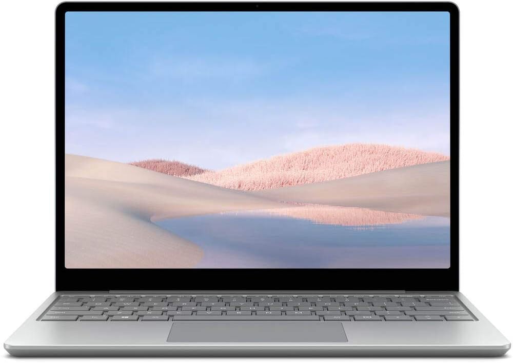 Microsoft Surface laptop Go 12.4” – 10th Gen Intel Quad Core i5-1035G1, 8GB Ram, 128GB SSD, Intel UHD Graphics, Windows 10 Pro, English Keyboard, Platinum.