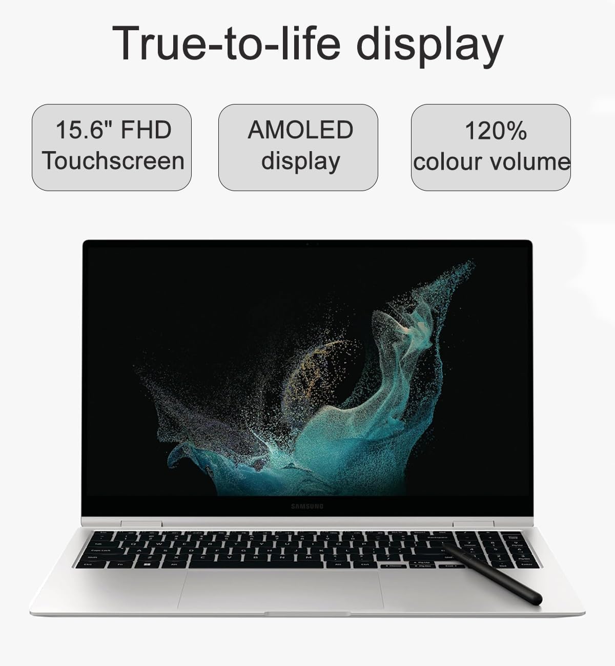 Samsung Galaxy Book Pro 360 2-in-1 Laptop w/ S Pen (15.6" FHD AMOLED Touchscreen, Intel 12-Core i7-1260P, 16GB RAM, 1TB SSD) for Professionals, Fingerprint, Backlit, Wi-Fi 6E, Win 11 Pro, NP950QED
