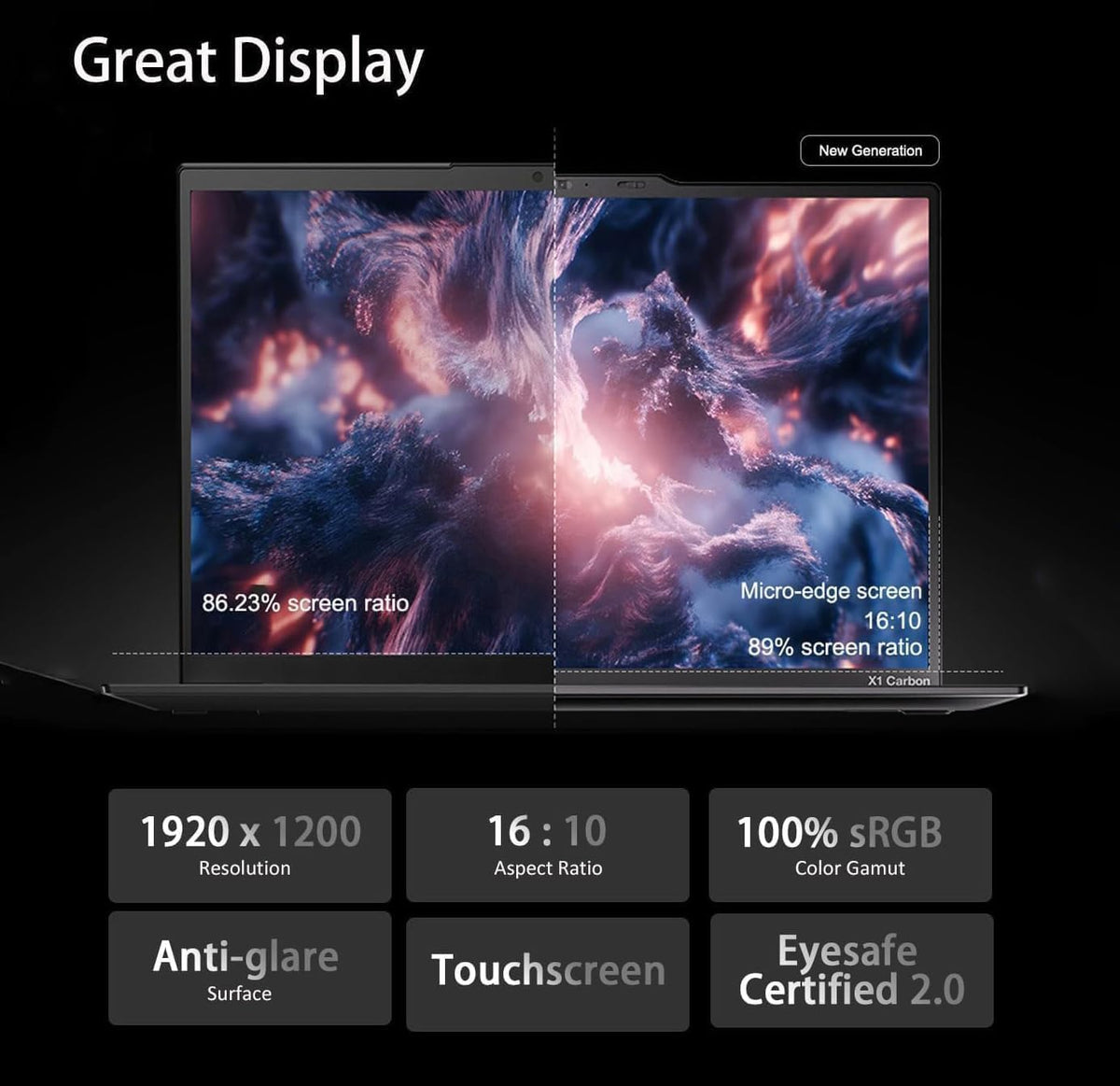 Lenovo ThinkPad X1 Carbon Gen 12 Laptop (14" FHD+ Touchscreen, Intel Core Ultra 7 165U vPro, 32GB 6400MHz DDR5, 1TB SSD), Backlit, Fingerprint Reader, IR Webcam, 2x Thunderbolt 4, Win 11 Pro, AI PC