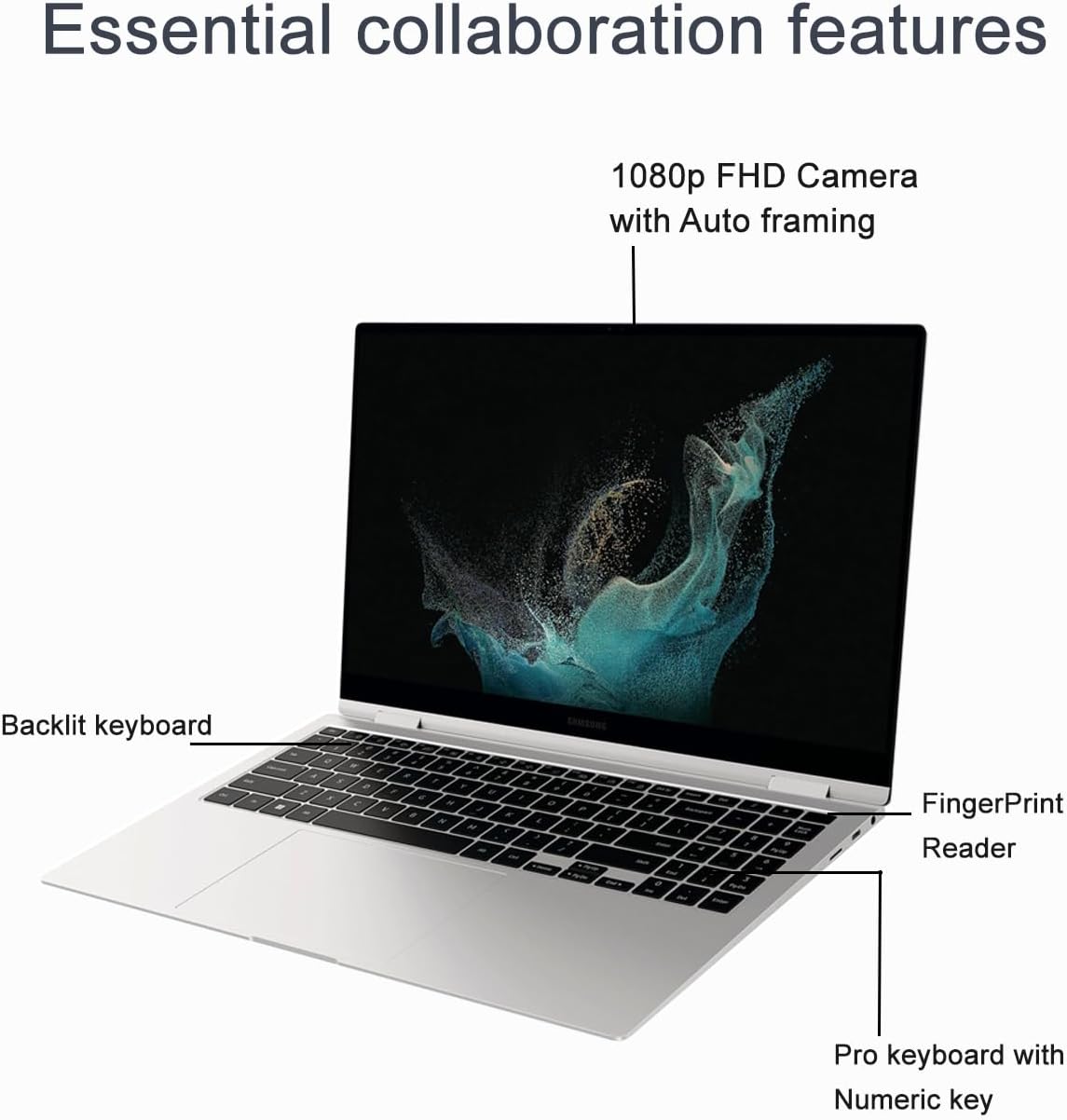 Samsung Galaxy Book Pro 360 2-in-1 Laptop w/ S Pen (15.6" FHD AMOLED Touchscreen, Intel 12-Core i7-1260P, 16GB RAM, 1TB SSD) for Professionals, Fingerprint, Backlit, Wi-Fi 6E, Win 11 Pro, NP950QED