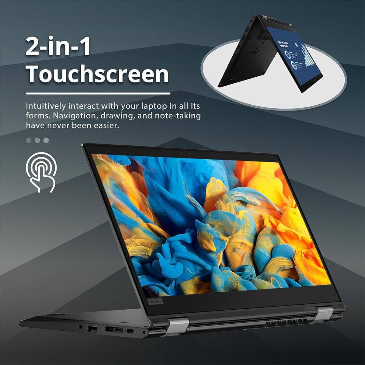 Lenovo ThinkPad L13 Yoga Gen 2 Laptop 2in1 Touchscreen Windows 11 Pro Computer 13.3" FHD & Pen, Core i5-1145G7, 16GB RAM, 512GB SSD, HDMI (Renewed)