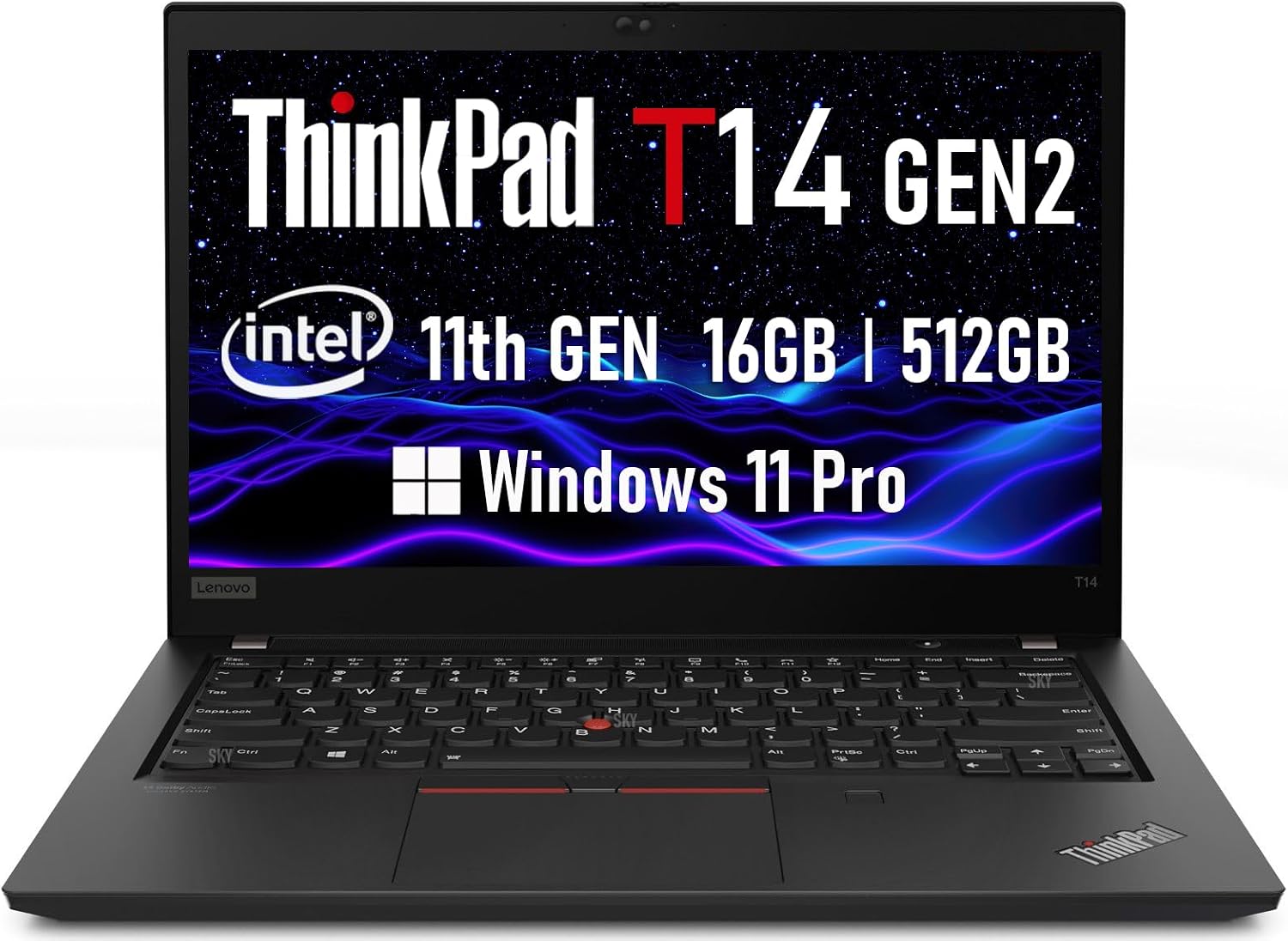 Lenovo ThinkPad T14 Gen 2 Business Laptop, 14" Full HD (1920 x 1080) Notebook PC, 11th Gen Quad-Core i5-1145G7, 16GB DDR4, 512GB SSD, HDMI, Windows 11 Pro (Renewed)