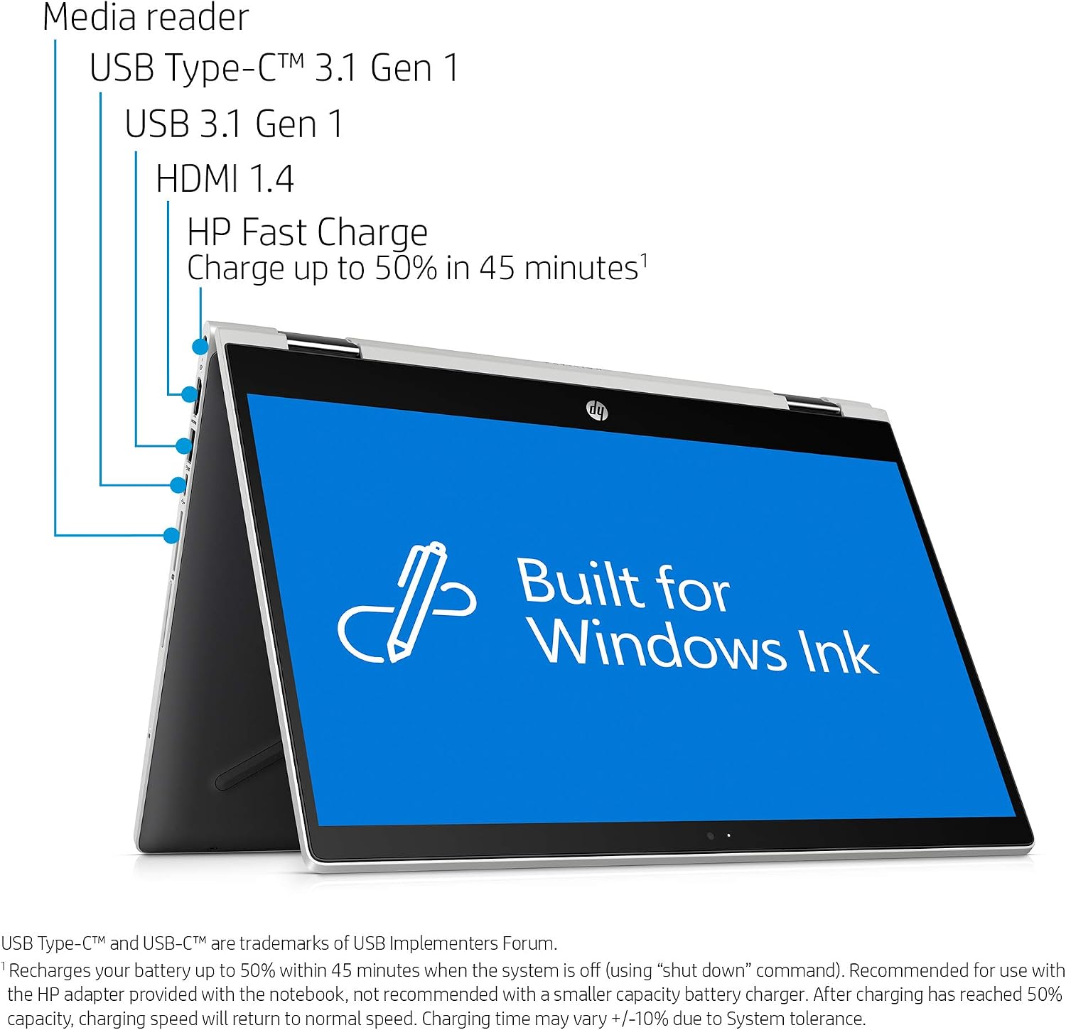 HP Pavilion X360 14-Inch Convertible Touchscreen Laptop, 8th Gen Intel Core I5-8265U, 8 GB RAM, 512 GB Solid-State Drive, Windows 10 Home (14-cd1020nr, Natural Silver)
