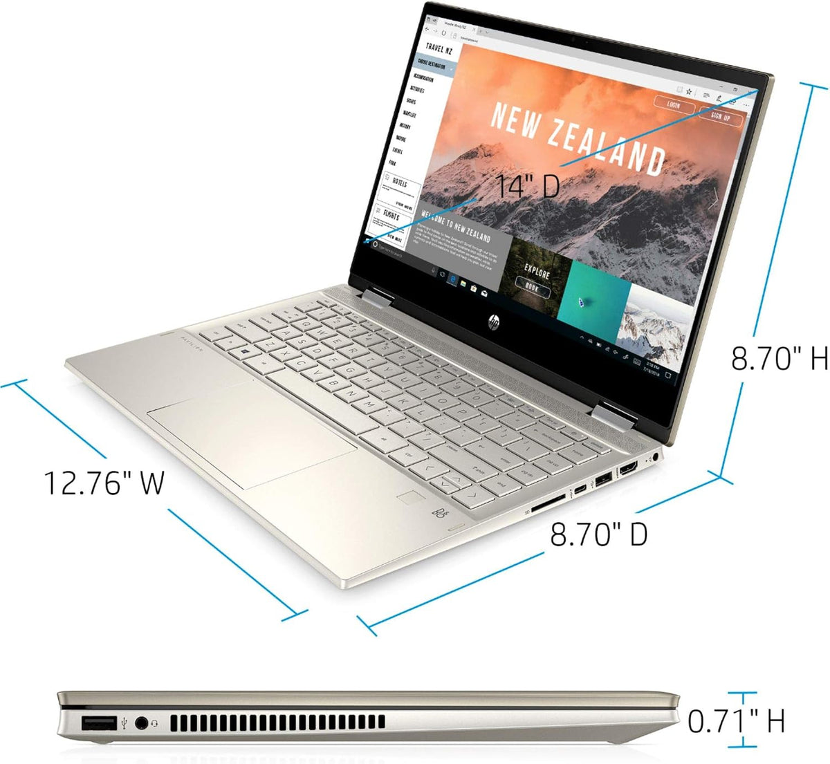 HP 2020 Pavilion x360 14" FHD WLED Touchscreen 2-in-1 Convertible Laptop, Intel Core i5-1035G1 up to 3.6GHz, 8GB DDR4, 256GB SSD, 802.11ac, Bluetooth, Webcam, HDMI, Fingerprint Reader, Windows 10