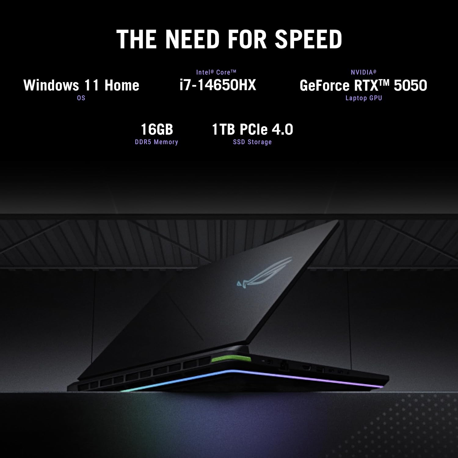 ASUS ROG Strix G16 (Eclipse Gray) Gaming Laptop | NVIDIA RTX 5050 8GB | Intel Core i7 14650HX | 16GB RAM | 1TB SSD | 16"FHD+ 165Hz | Win11 [G615JHR-1SG7821W]